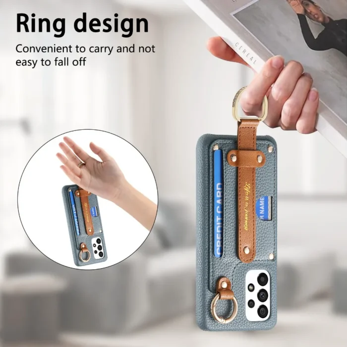 Wallet Case für Samsung Galaxy S24 Ultra S23 A55 A35 mit Kartenfach, Ringhalter & Handgelenkriemen – Bild 5