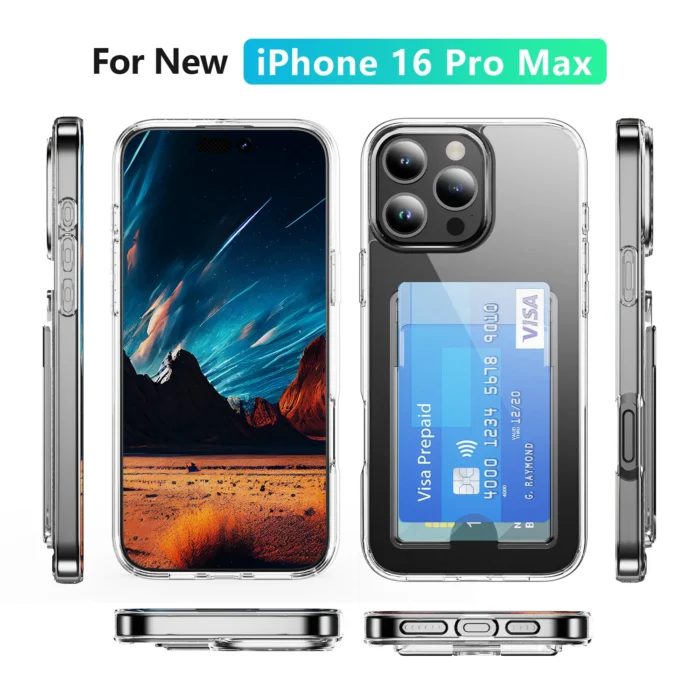 Transparente Handyhülle mit Kartenfach für iPhone 16 15 14 13 12 11 Pro Max Plus – Bild 3