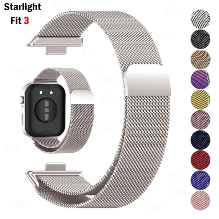 Milanese Armband Magnet Edelstahl für Huawei Watch Fit 3 20mm 22mm Silber – Bild 3