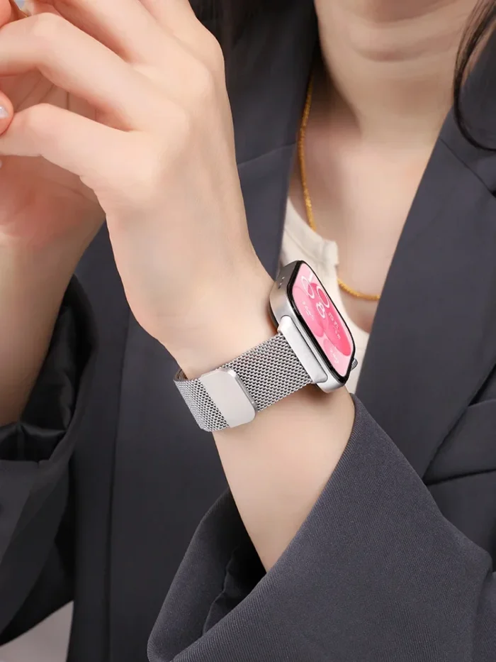 Milanese Armband für Huawei Watch Fit 2 3 4 4 Pro Magnetisch Edelstahl Silber – Bild 4