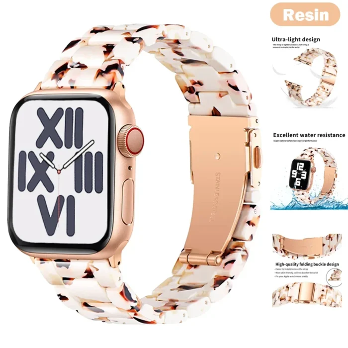 Marmor Harz Armband für Apple Watch verstellbar Größen 38 40 41 42 44 45 49mm – Bild 2
