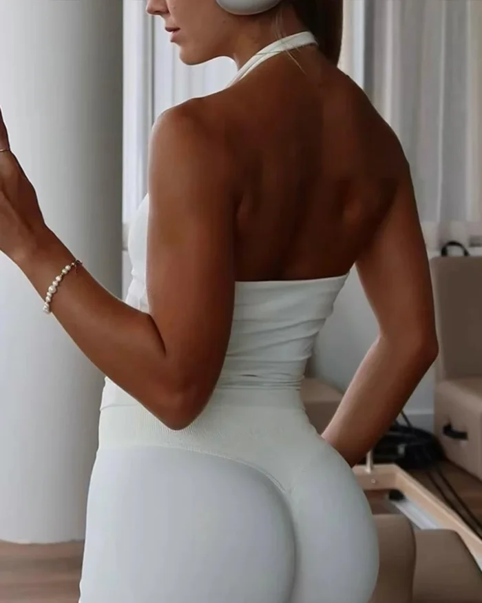 Nahtlos Crop Top für Yoga Gym Sport BH trägerlos Tank Top Nylon Spandex atmungsaktiv – Bild 2