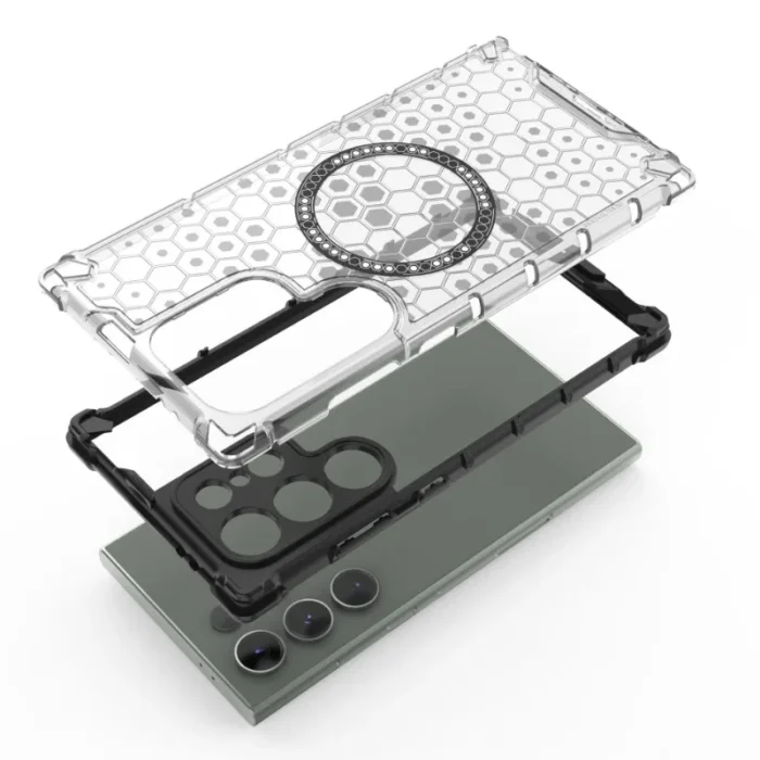 MagSafe Schutzhülle Stoßfest TPU Waben Design Transparent für Samsung Galaxy – Bild 2