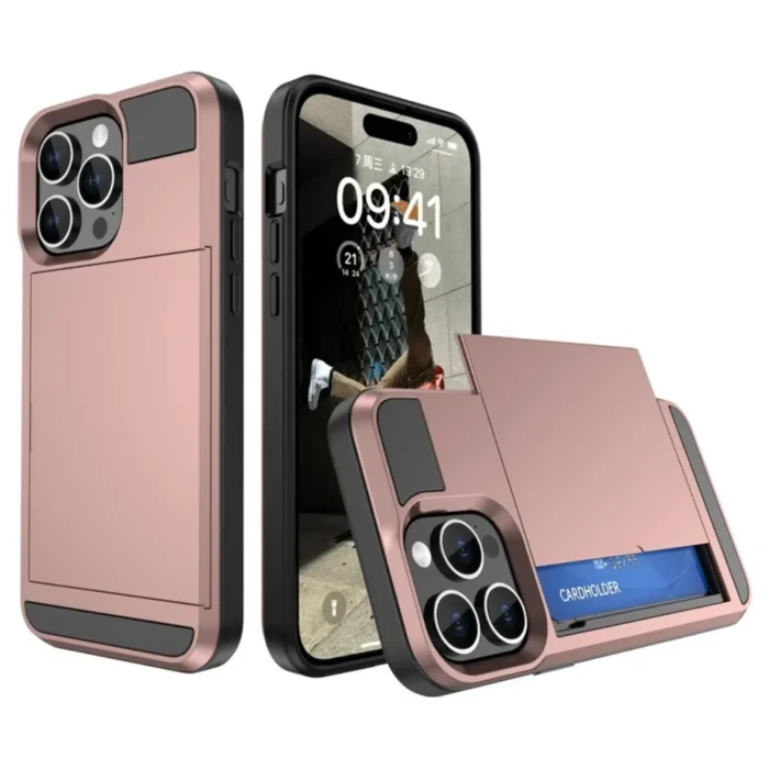iPhone 16 15 14 13 12 11 Pro Max Plus Standard Hülle mit Kartenfach Schutzcover – Bild 1
