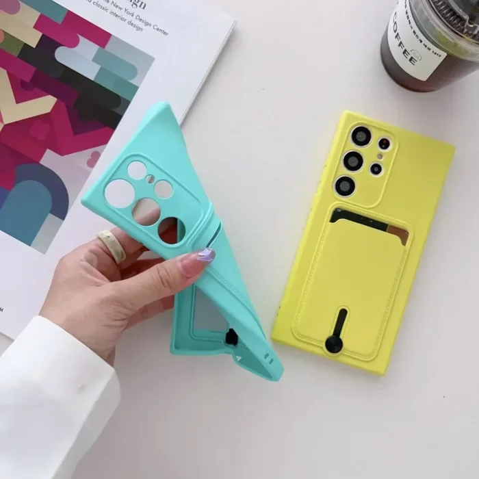 Samsung Galaxy Hülle mit Kartenfach Matte Schutz Case S25 S24 S23 S22 – Bild 4