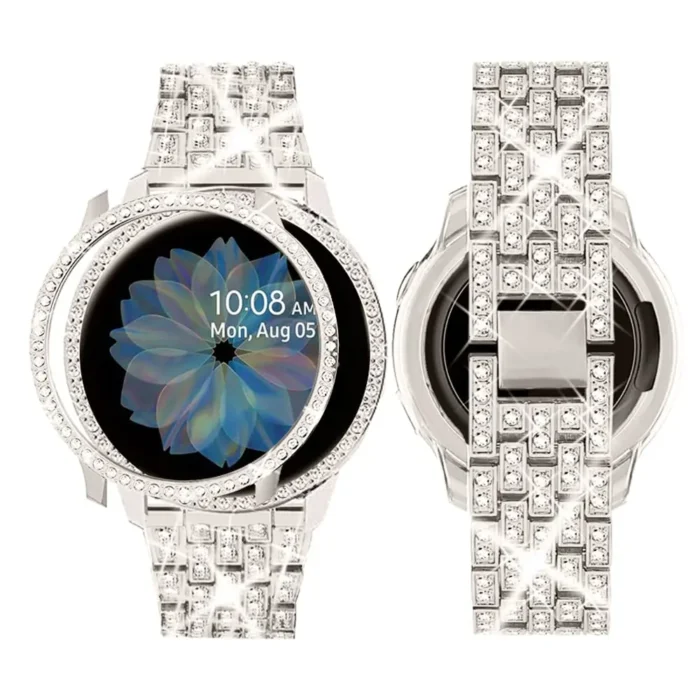 kf-S79fb66de2afc490cbd64b0f61bdaa3548.webp Kristall Smartwatch-Armband 20mm 22mm verstellbar für Samsung Galaxy Amazfit mit Werkzeug – Bild 1