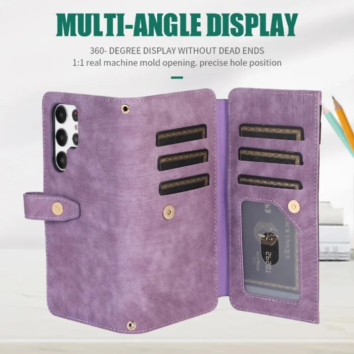 Wallet Case für Samsung Galaxy S20 bis S24 & Note Handyhülle mit 9 Kartenfächern & Kickstand – Bild 5