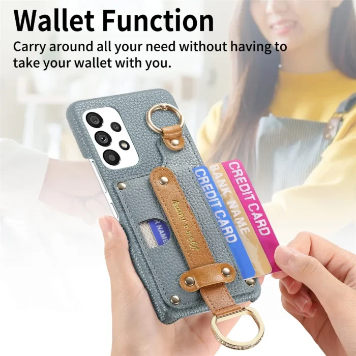 Wallet Case für Samsung Galaxy S24 Ultra S23 A55 A35 mit Kartenfach, Ringhalter & Handgelenkriemen – Bild 2