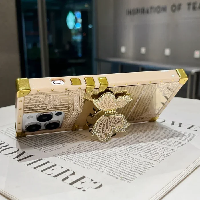 Limited Edition Schmetterling Handyhülle mit Spiegel & Ständer für iPhone 16 15 Pro Max Case – Bild 1