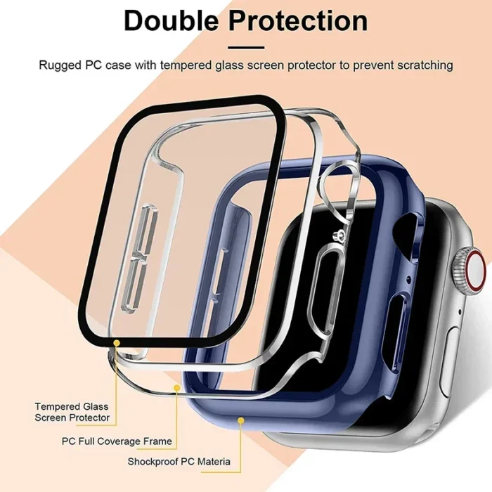 Schutzcase für Apple Watch Series 1-9 & SE 38-45mm mit gehärtetem Glas 360° Schutz – Bild 4