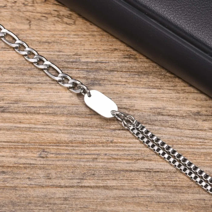 Initial Armband mit Buchstabe A-Z, Figaro-Kette & Box-Glieder, Geschenk für Ihn & Sie – Bild 5