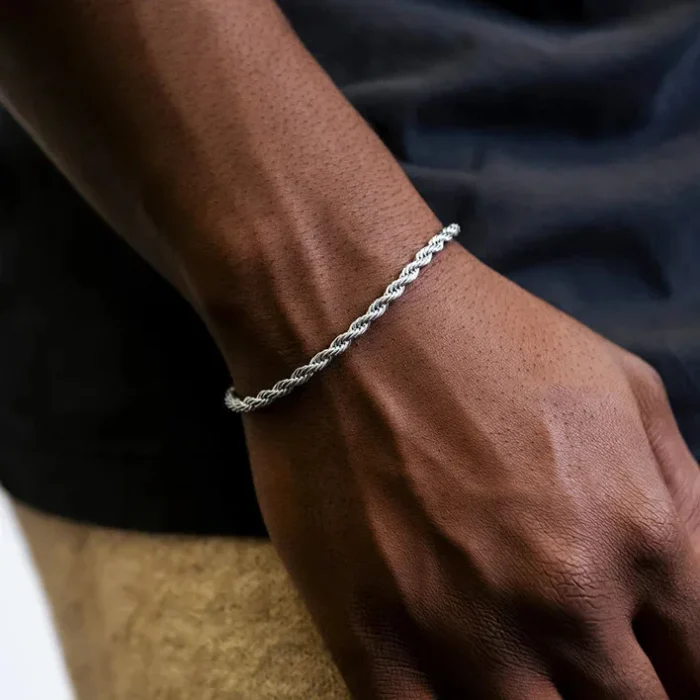 Edelstahl Seilkette Armband verstellbar mit Karabinerverschluss für Männer Frauen Geschenk – Bild 1