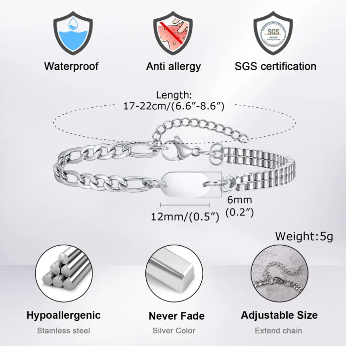 Initial Armband mit Buchstabe A-Z, Figaro-Kette & Box-Glieder, Geschenk für Ihn & Sie – Bild 3